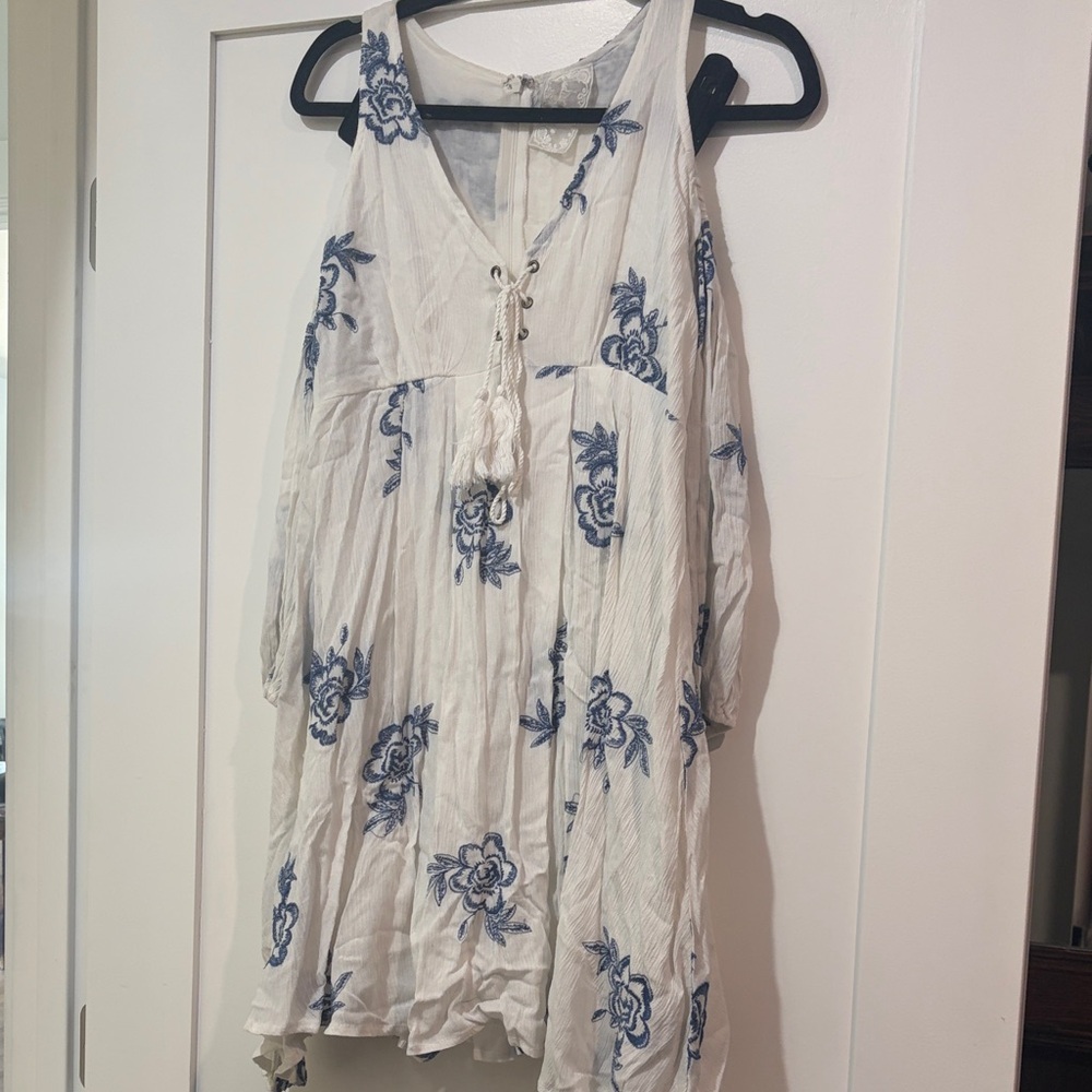 Floral Embroidered White and Blue dress